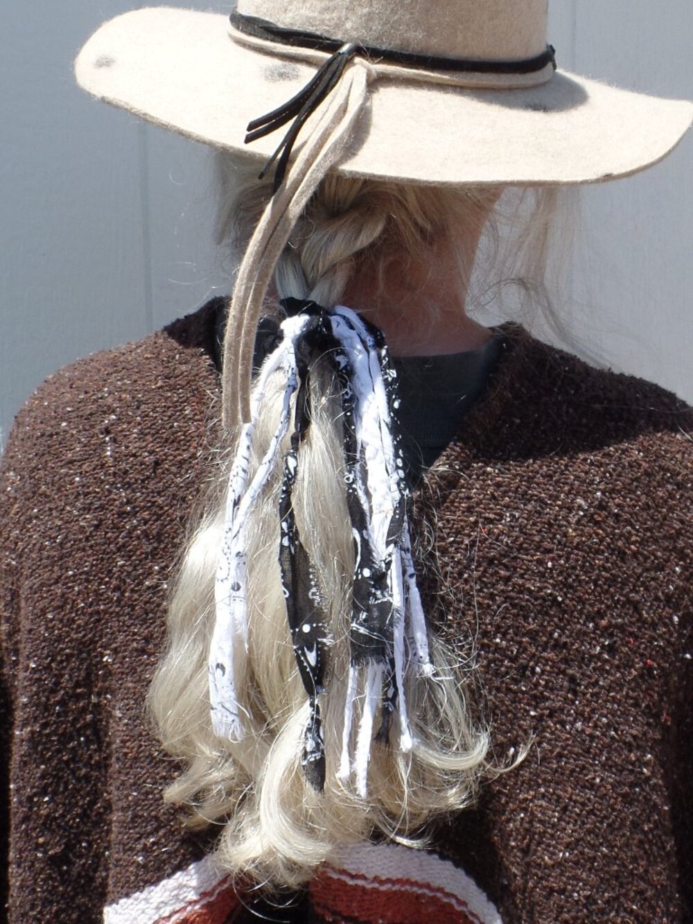 Hand Crafted Hair Tie Swag (1) BLACK & WHITE